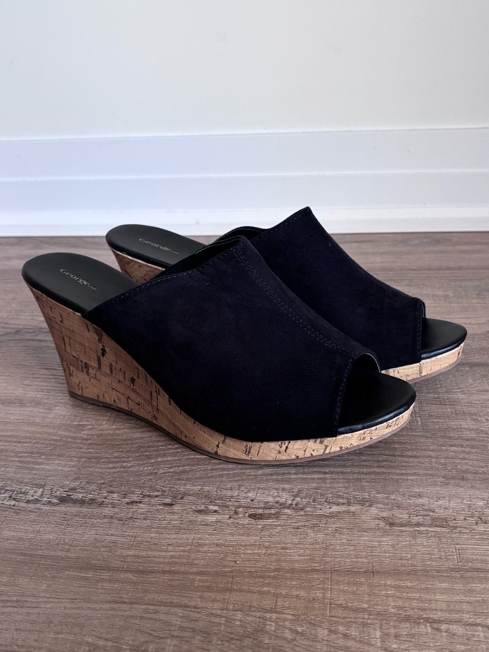 Black and Tan Wedge Sandals 4” Heel
